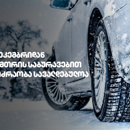 1 დეკემბრიდან საქართველოს გზებზე ზამთრის საბურავების გამოყენება სავალდებულოა