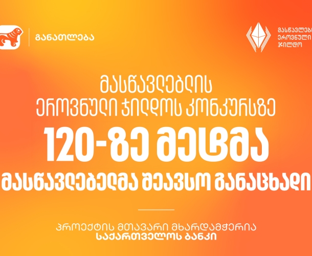 მასწავლებლის ეროვნული ჯილდოს კონკურსზე 120-ზე მეტმა მასწავლებელმა შეავსო განაცხადი - პროექტის მთავარი მხარდამჭერია საქართველოს ბანკი