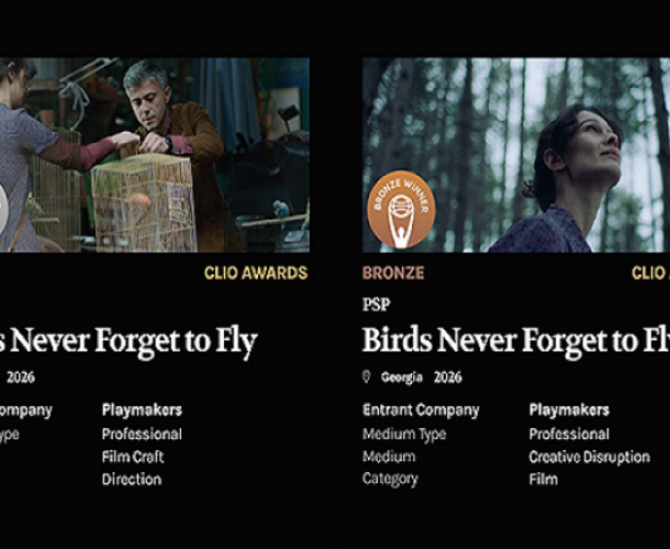 PSP-ს კამპანიის „ჩიტებს ფრენა არ ავიწყდებათ“ კიდევ ერთი საერთაშორისო აღიარება - CLIO Awards-ის 2 ჯილდო მოიპოვა