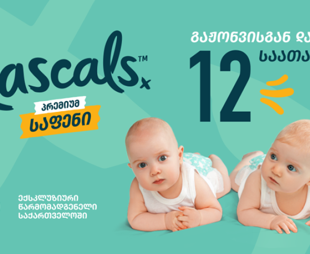 12-საათიანი საიმედო დაცვის მქონე პრემიუმ ხარისხის ბავშვის საფენები „რასკალსი“ (Rascals) უკვე PSP-შია