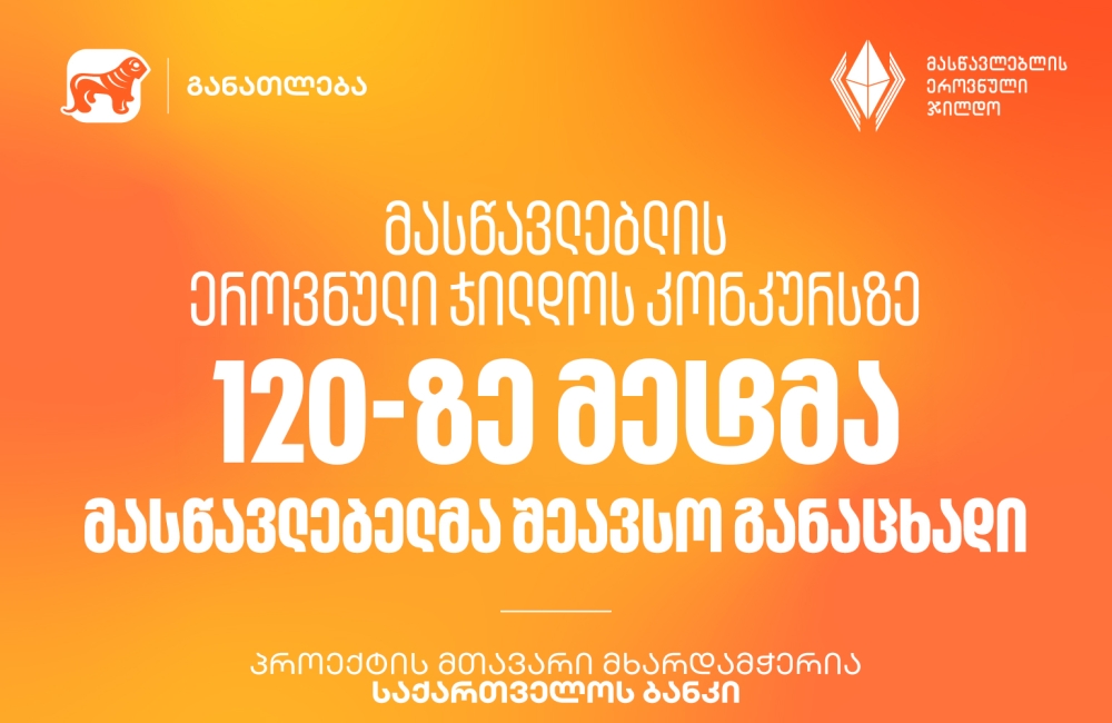 მასწავლებლის ეროვნული ჯილდოს კონკურსზე 120-ზე მეტმა მასწავლებელმა შეავსო განაცხადი - პროექტის მთავარი მხარდამჭერია საქართველოს ბანკი