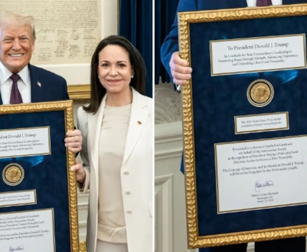 "მარიამ ჩემი შრომისთვის ნობელის მშვიდობის პრემია გადმომცა, ეს ურთიერთპატივისცემის შესანიშნავი ჟესტია. მადლობა, მარია!"