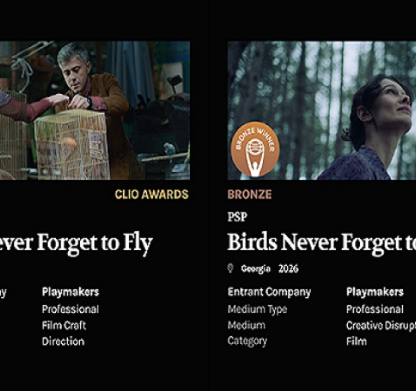 PSP-ს კამპანიის „ჩიტებს ფრენა არ ავიწყდებათ“ კიდევ ერთი საერთაშორისო აღიარება - CLIO Awards-ის 2 ჯილდო მოიპოვა