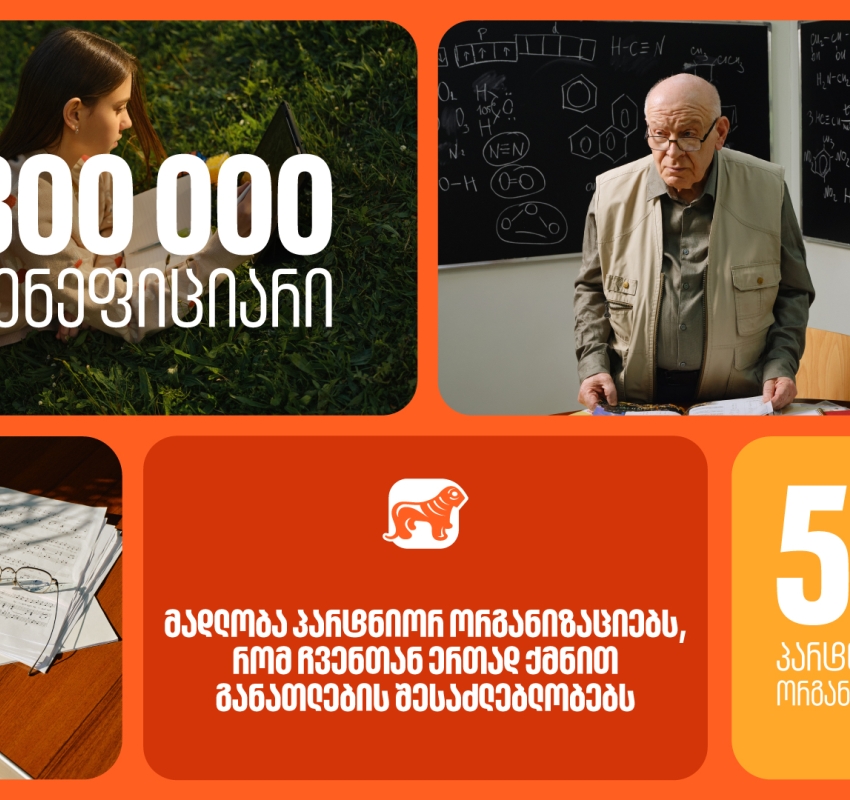 საქართველოს ბანკმა 2025 წელს 53 პარტნიორ ორგანიზაციასთან ერთად განათლების შესაძლებლობები 300 000-ზე მეტი ბენეფიციარისთვის შექმნა