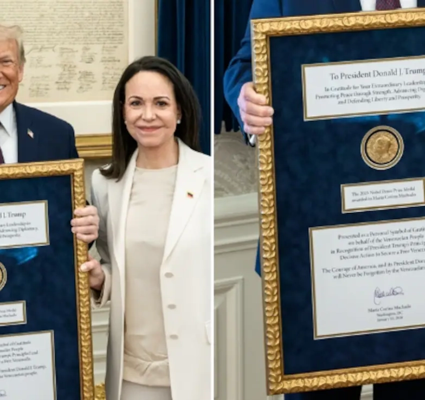 "მარიამ ჩემი შრომისთვის ნობელის მშვიდობის პრემია გადმომცა, ეს ურთიერთპატივისცემის შესანიშნავი ჟესტია. მადლობა, მარია!"